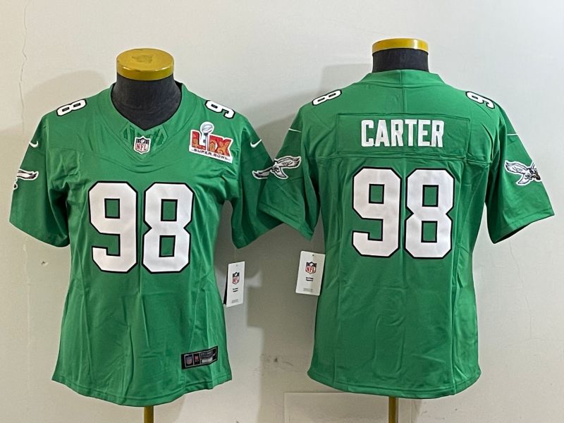 Women Philadelphia Eagles #98 Carter Green three generations 2025 Nike Vapor Limited NFL Jersey style 2->women nfl jersey->Women Jersey